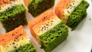 Tiranga Rava Dhokla Recipe  Indian Independence Day Special Indian Suji Tricolor Dhokla [upl. by Juetta645]