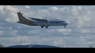 Aurigny ATR arrival at Liverpool Airport aviation liverpoolairport planespotting [upl. by Naldo484]