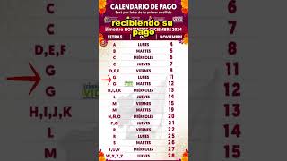 calendario de PAGOS de NOVIEMBRE 2024 letra G  ¿Cuando pagan la pension bienestar [upl. by Festatus912]