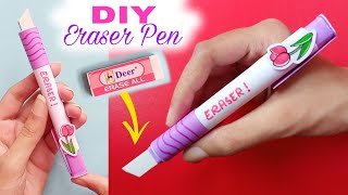 Homemade Eraser Pen with paper  How to make Eraser at Home DIY Eraser Pen Paper Crafts for school [upl. by Nosaes]