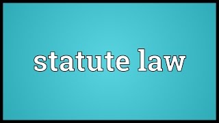 Statute law Meaning [upl. by Hutner]