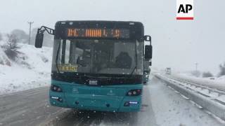 Vehicles stranded by heavy snowfall in Turkey [upl. by Magel]