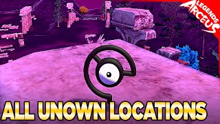 All 28 Unown Locations Alphas amp Shiny Hunting  Pokemon Legends Arceus [upl. by Wallach]