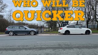 Bmw f30 330d vs Bmw f31 330d remapped vs stock with gearbox tune [upl. by Mohl]