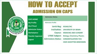 How to Accept Admission on JAMB CAPS  How to Check JAMB CAPS Status [upl. by Kcajyllib]