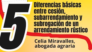 5 Diferencias básicas entre cesión subarrendamiento y subrogación de un arrendamiento rústico [upl. by Royal]