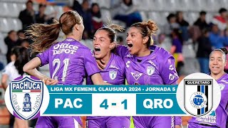 Pachuca Femenil vs Queretaro 41 Resumen Goles 2024 [upl. by Noteloc]