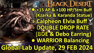 Kzarka amp Karanda Statue Double Drop Rate BDE amp Deboreka Earring BDO Global Lab Update 29 Feb 2024 [upl. by Airalednac]