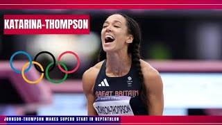 Katarina JohnsonThompson leads in PARIS 2024 OLYMPICS HEPTATHLON [upl. by Pandolfi314]