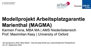 Modellprojekt Arbeitsplatzgarantie Marienthal MAGMA [upl. by Gurias]