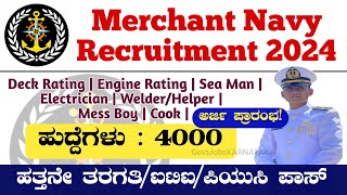 Merchant Navy Recruitment 2024  Merchant Navy Notification 2024  Merchant Navy New Vacancy 2024 [upl. by Bayer]