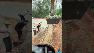 Canal lining concrete excavator automobile excavating construction compaction concrete [upl. by Ylecara634]