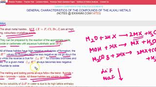 Halides of alkali metalsClass11 Chapter10CBSENCERT [upl. by Ardnohsed]