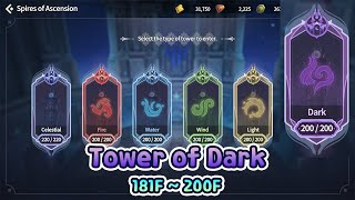 SoA  Climbing the Tower of Dark 181F  200F Summoners War Chronicles [upl. by Lucio108]