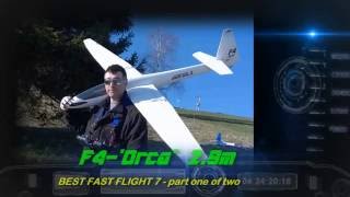 Slope soaring RC GLIDER ABm F4Orca 29m flight fast7 12 [upl. by Savill429]