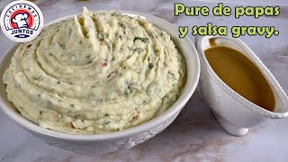 Puré de papa cremoso y salsa gravy para comer con pollo o pavo [upl. by Ika323]