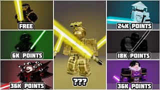 EVERY Saber in Saber Showdown from CHEAPEST to MOST EXPENSIVE  Roblox [upl. by Adnorrehs935]