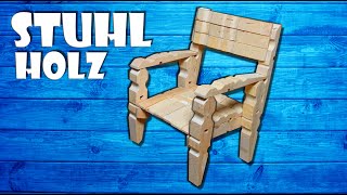 Stuhl aus Holz Wäscheklammern selber basteln  wooden chair with clothespin craft DIY 4K [upl. by Tormoria]