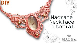 Macrame Stone Necklace Tutorial  DIY Macrame Necklace Jewelry Making [upl. by Hsoj574]