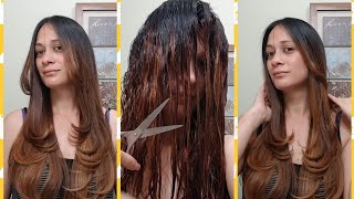 COMO CORTAR EL CABELLO EN CAPAS LARGA EN EL FRENTE HAZLO TU MISMA [upl. by Atinit563]