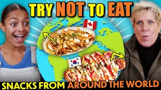 Try Not To Eat Challenge  Snacks From Around The World Khachapuri Poutine Biltong Empanada [upl. by Biddle706]