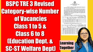 BSPC TRE 3 Revised Categorywise Vacancies 👈Class 1 to 5 amp Class 6 to 8 seats bpsclatestupdate [upl. by Obel]