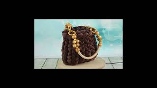 Braune Grobstricktasche Handtasche Chunkybag Samt tasche bag handmade handbags fashion [upl. by Am808]