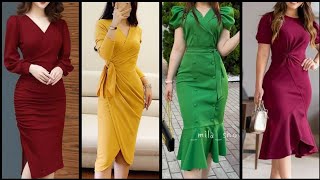 Top trending work wear slimft bodycon dress design for elegant working women [upl. by Nohpets]