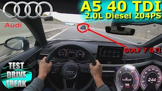 2021 Audi A5 Sportback 40 TDI 204 PS TOP SPEED AUTOBAHN DRIVE POV [upl. by Aseretairam]