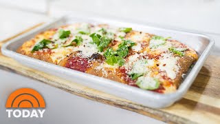 Try Dan Kluger’s GrandmaStyle Pan Pizza And Broccoli Salad  TODAY [upl. by Pollitt745]