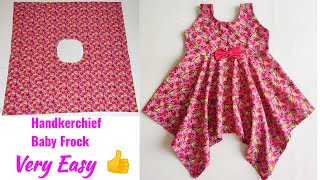 Handkerchief Baby Frock Cutting and Stitching Very Easy Tutorial [upl. by Giulio]