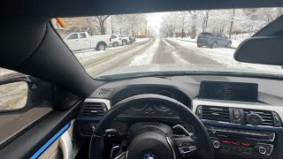 DRIVING BMW 435i M SPORT IN HEAVY SNOW [upl. by Florinda585]