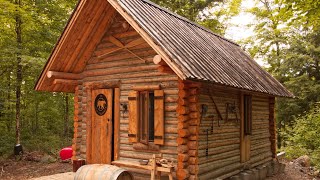 Log Cabin Building TIMELAPSE Built By ONE MAN Alone In The Forest [upl. by Yecaj57]