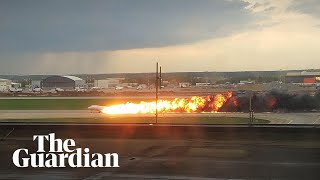 Russia Aeroflot plane catches fire during emergency landing in Moscow [upl. by Dlabihcra]