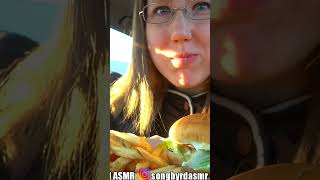 ASMR WENDYS BACON CHEESEBURGER CAR MUKBANG shorts [upl. by Bonnell144]