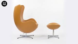 Premium Egg chair and ottoman  Arne Jacobsen Style in Cigar Brown Aniline [upl. by Katleen348]