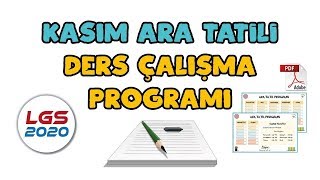 Kasım Ara Tatili  Ders Çalışma Programı  PDF [upl. by Nichole]