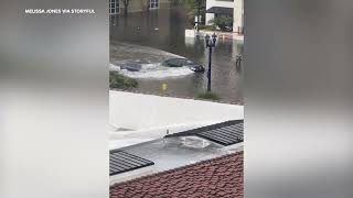 Tesla plows through flooded San Diego street [upl. by Pretrice]