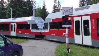 Železničné priecestie Popradské Pleso SK  2972017  Železniční přejezd  Railroad crossing [upl. by Aerdnaeel316]