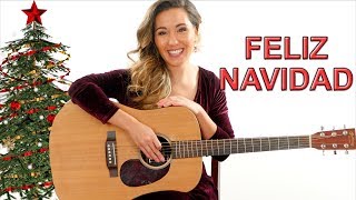 Feliz Navidad  EASY Guitar Tutorial with Play Along [upl. by Atiekram]