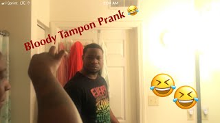 BLOODY TAMPON PRANK ON BOYFRIEND  🤣 HILARIOUS [upl. by Ellennod]