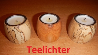 Teelichthalter drechseln Woodturning some Tealight holders DIY [upl. by Amliw]