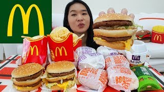 MCDONALDS BIG MAC  BBQ Beef and Chicken Burgers w Egg McFlurry Apple Pie  Mukbang Eating Show [upl. by Bannister544]