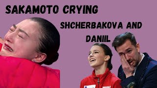 Kaori Sakamoto crying after womens free in Beijing 2022 and Anna Shcherbakova  Daniil Gleichengauz [upl. by Soo]