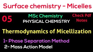 Thermodynamics of Micellization Phase separation  Mass action SURFACE CHEMISTRY •MSc Chemistry• [upl. by Bekki]