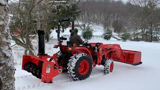 Blowing Snow amp Testing an Electric Chute Rotator for Land Pride SB1064 Snow Blower  Part 3 [upl. by Esorlatsyrc520]