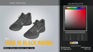 NBA 2K20 Shoe Creator  Nike Kobe 6 quotBlack Mambaquot [upl. by Gnod]