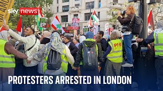 Police arrest 17 protesters during London demonstrations over Middle East conflict [upl. by Yla]