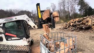 🌲🪵Roy and Ridge using the Halverson HWP 150 Firewwod Processor on Bobcat T750 [upl. by Yarod]