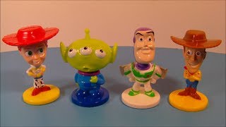 2003 DISNEY TOY STORY COLLECTORS SET OF 4 KELLOGGS CEREAL MINI BOBBLEHEADS VIDEO REVIEW [upl. by Cathee953]